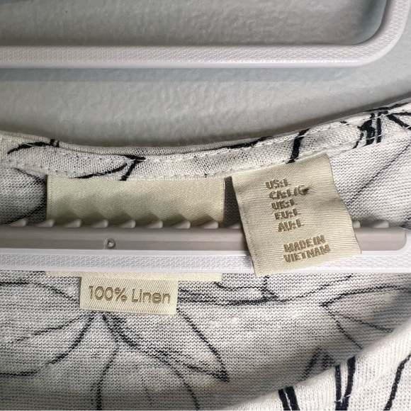 Cynthia Rowley Womens 100% Linen T Shirt Leaves White Sz L Basic Lightweight - Picture 5 of 9